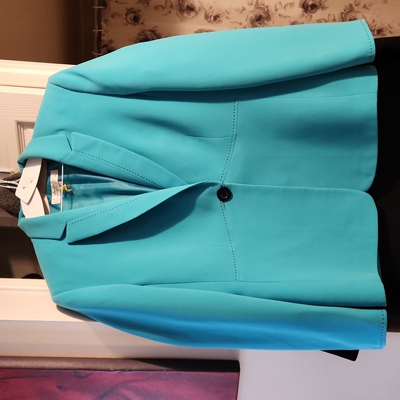 Tahari asl stunning turquoise jacket great for spring size 16 - Picture 3 of 3